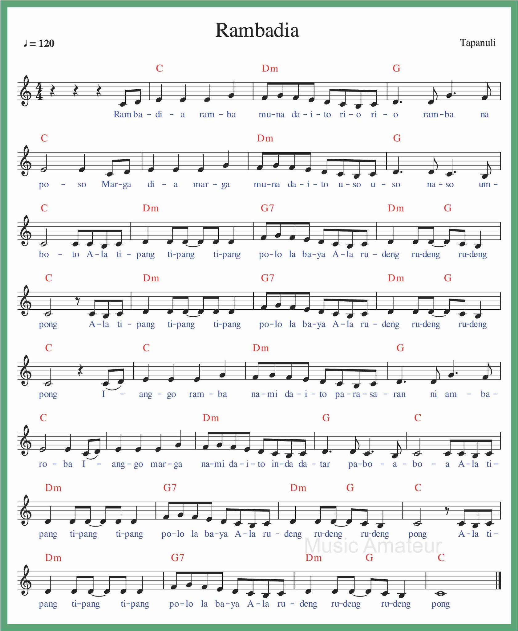 Not Angka Rambadia SEPUTAR MUSIK