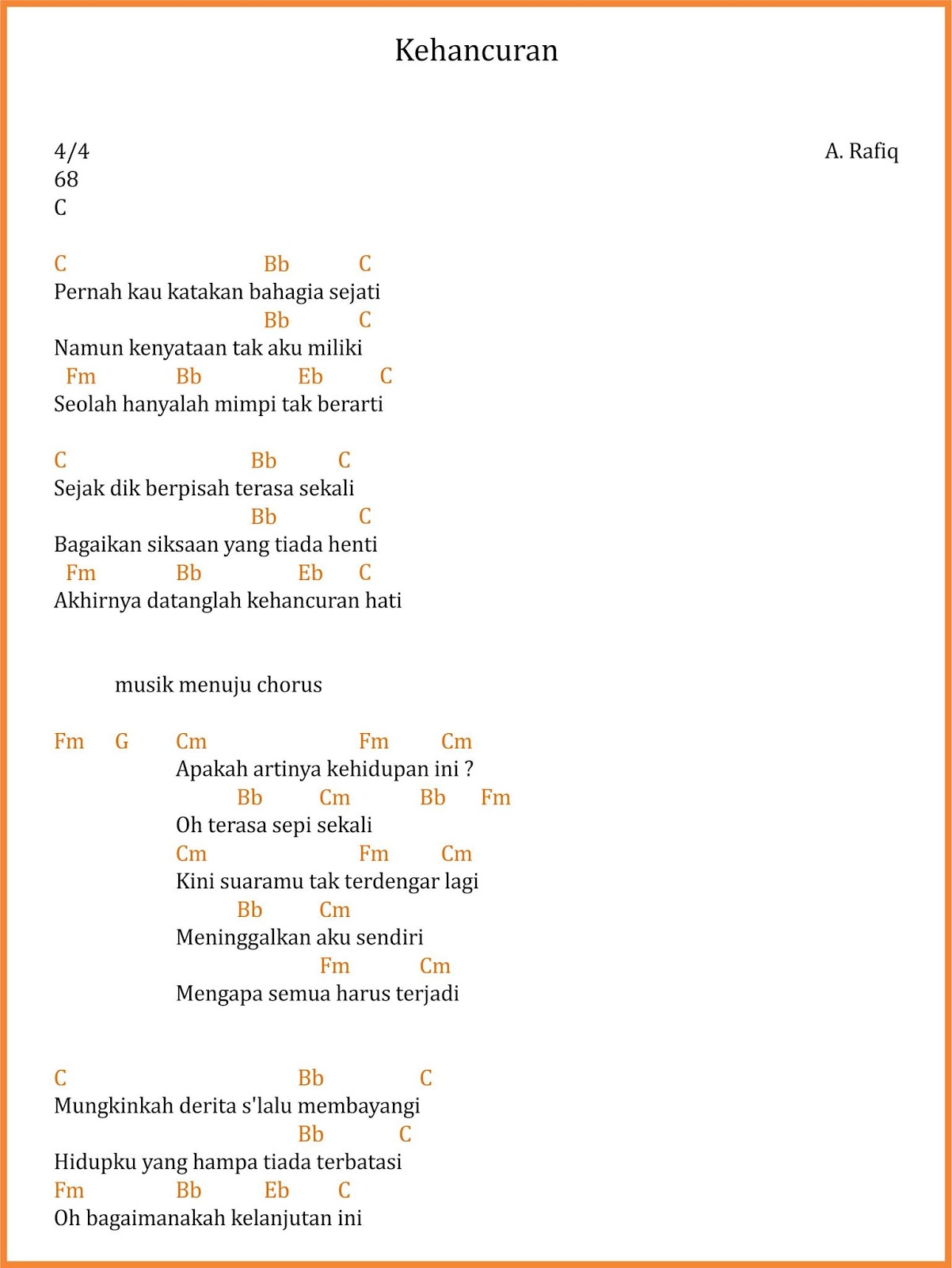 Chord pianika buih jadi permadani