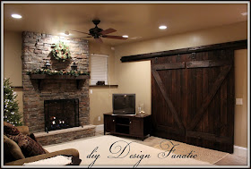 barn doors, diy barn doors, how to make barn doors, cottage, farmhouse, farmhouse style, basement, fireplace, diyDesignFanatic.com