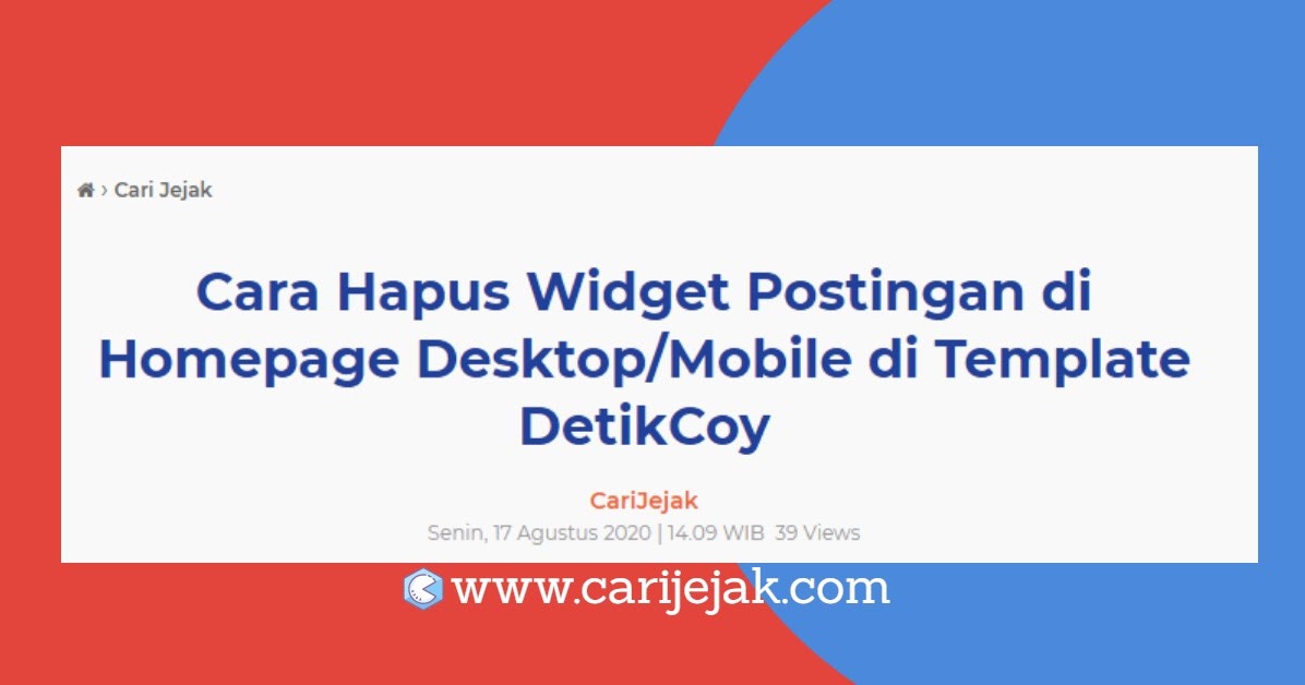 Cara Pasang Script Views di Widget Postingan Cari Jejak Cara Pasang Script Views di Widget Postingan Cari Jejak