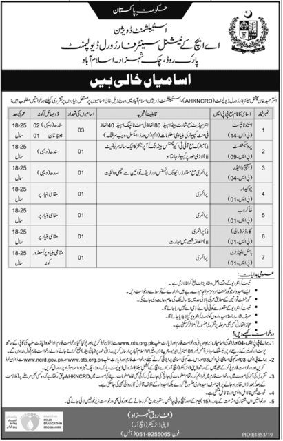 AHK National Centre For Rural Development Islamabad Jobs