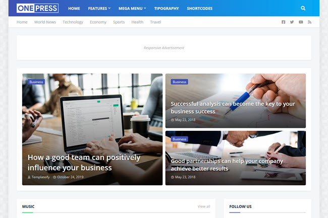 OnePress - Responsive Magazine & News Blogger Template OnePress - Responsive Magazine & News Blogger Template