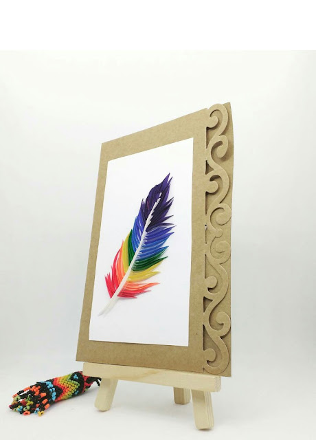 Quilled feather, feather quilling, rainbow quilling, quilling by ishani, Quillish