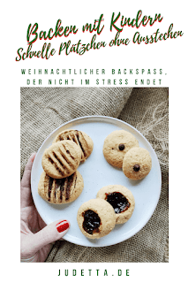 Backen mit Kindern: Grundrezept für schnelle Plätzchen ohne Ausstechen Weihnachtlicher Backspass ohne Küchenstress | Einfache Plätzchen ohne Ausstechen | judetta.de