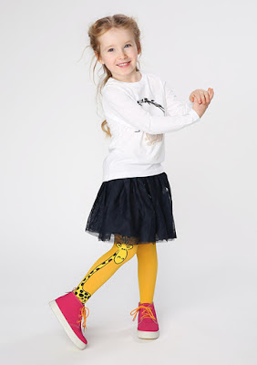 Rajstopy dziecięce z żyrafą Pretty Giraffe yellow MARILYN Rajstopy dziecięce z żyrafą Pretty Giraffe yellow MARILYN