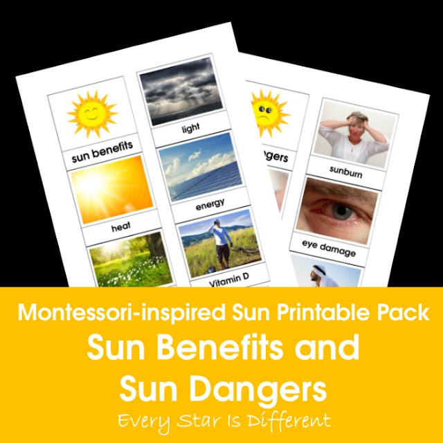 Montessori-inspired Sun Printable Pack: Sun Benefits and Sun Dangers