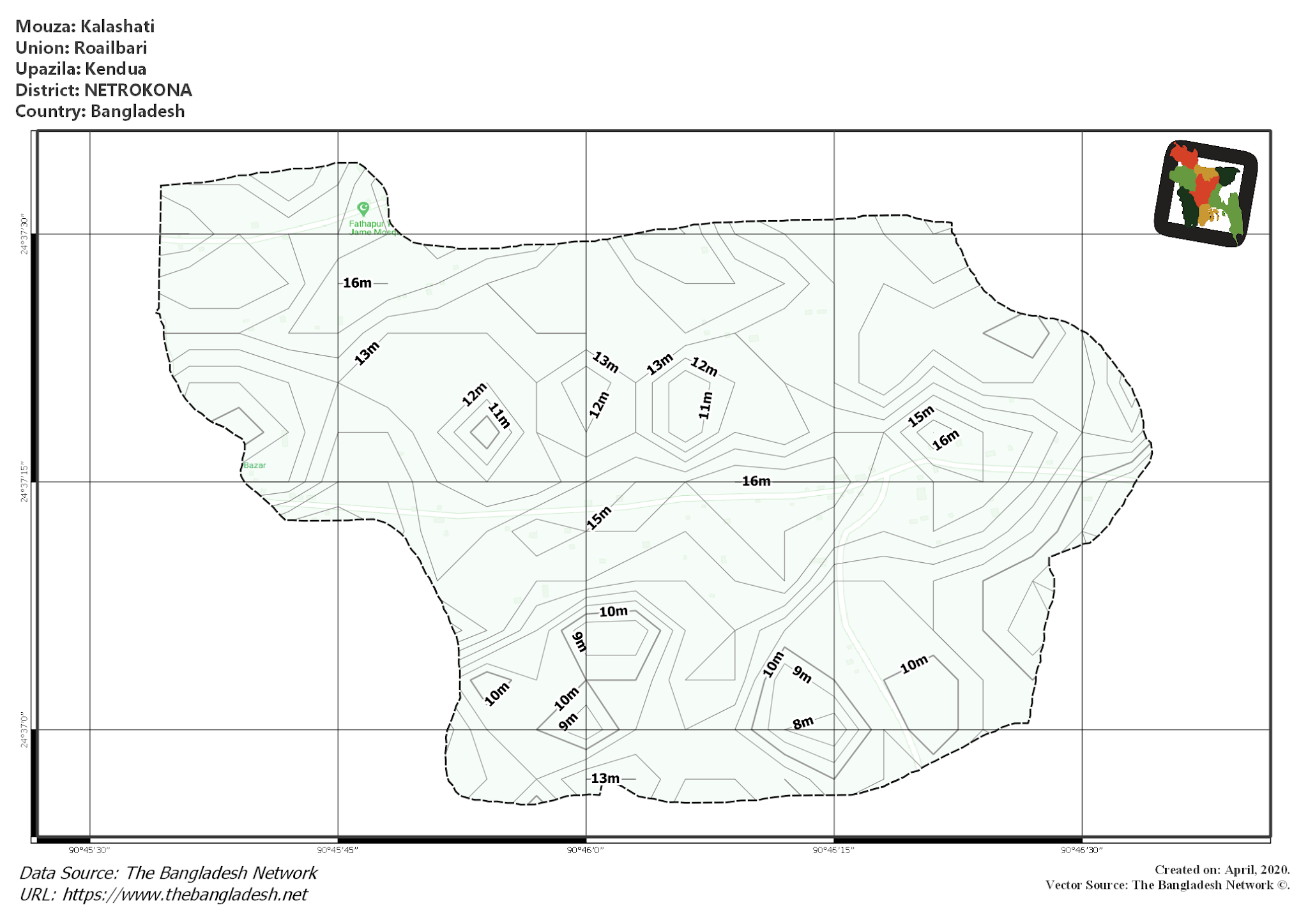 Map of Kalashati Mouza of Kendua Upazila, NETROKONA Map of Kalashati Mouza of Kendua Upazila, NETROKONA, Bangladesh.
