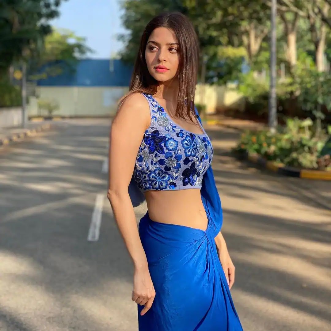 Actress Vedhika Latest Photos in Blue Saree Actress Vedhika Latest Photos in Blue Saree