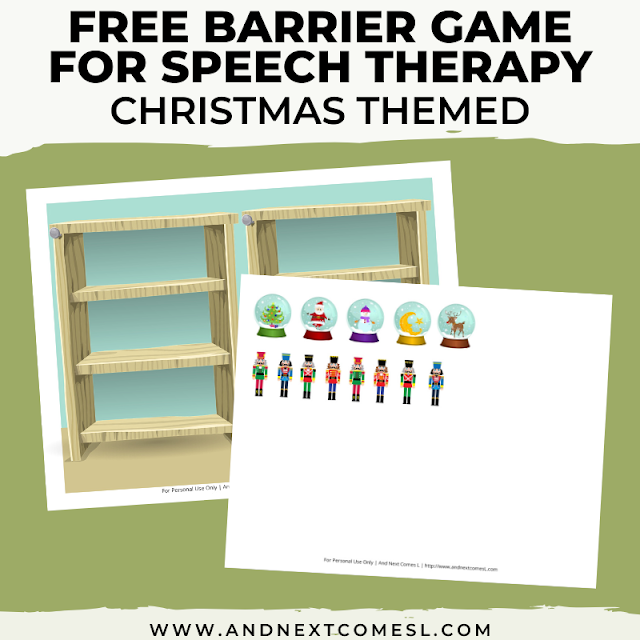 Free speech therapy barrier game: Christmas themed