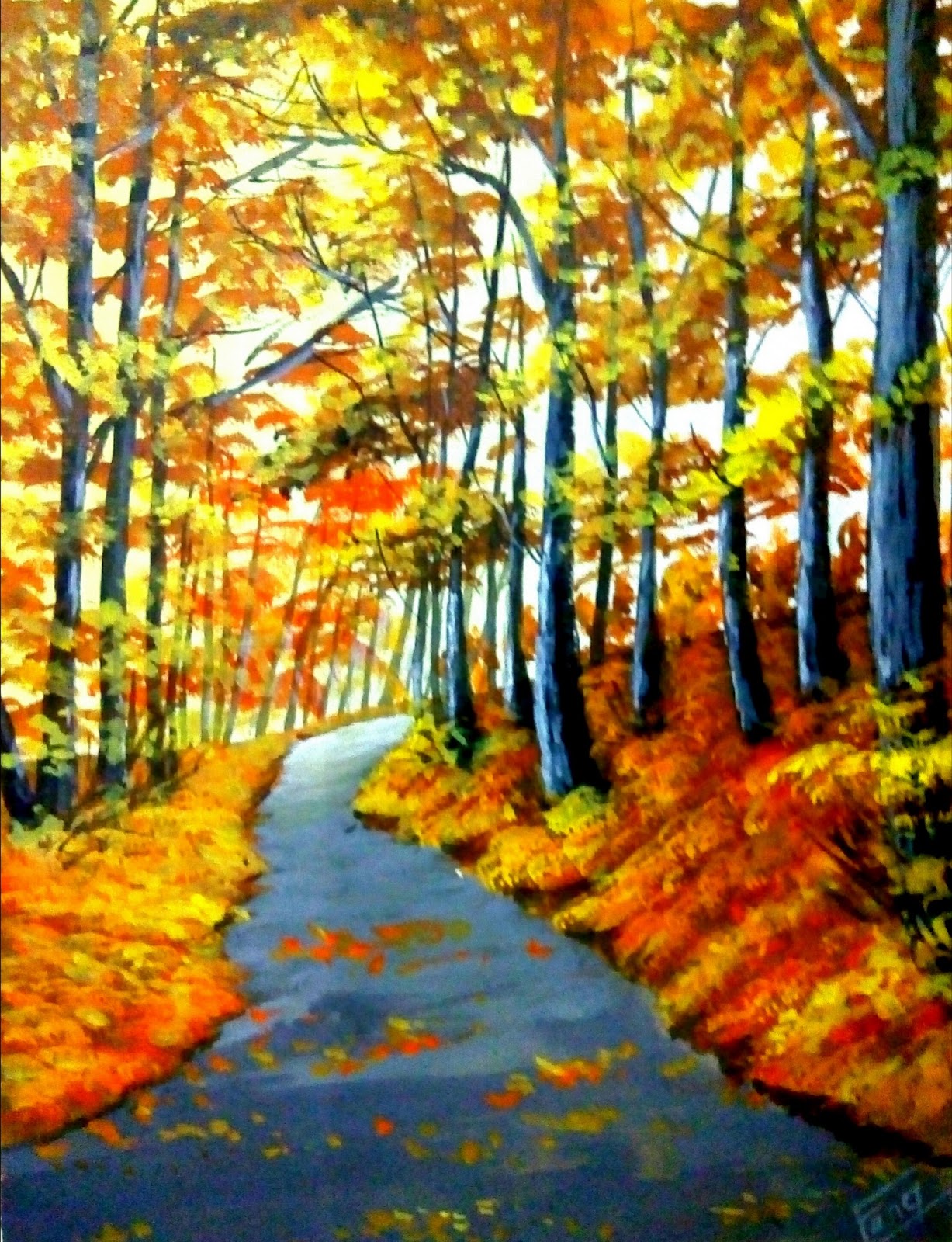 Acrylic Painting Tutorial Step By Step / Easy Forest Painting / Autumn