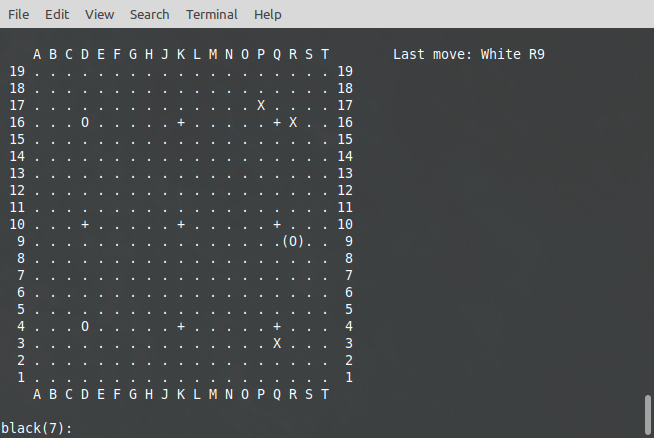 Jazzylj GNU Go หมากล้อมแบบ Textbased