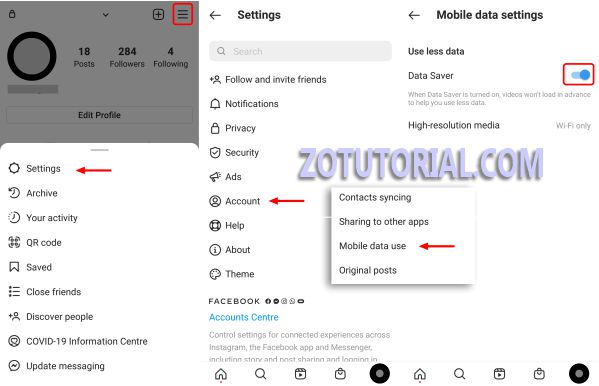 Cara Menghemat Kuota Instagram by zotutorial.com