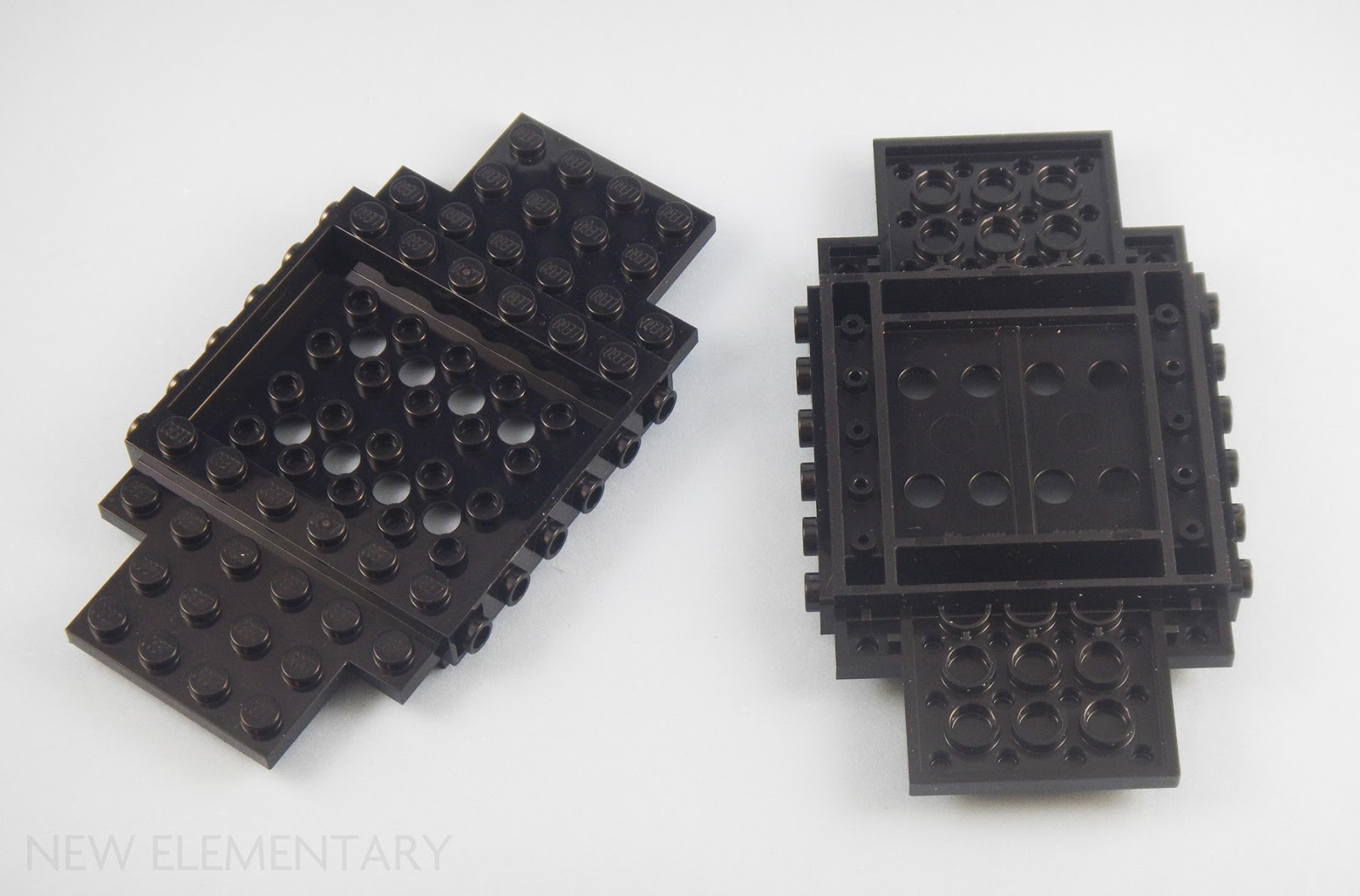 Lego 4 Black 1x2 brick block with 6 studs 