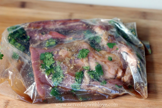 steak in resealable bag with marinated