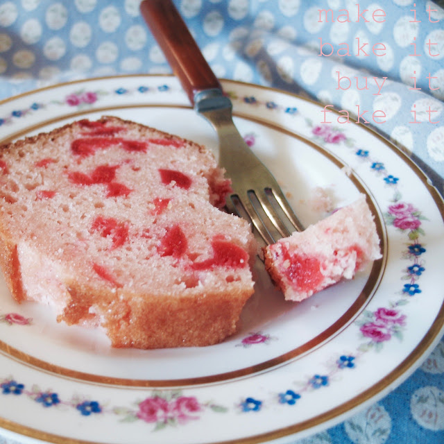 Cherry Tea Cake on pretty vintage plate