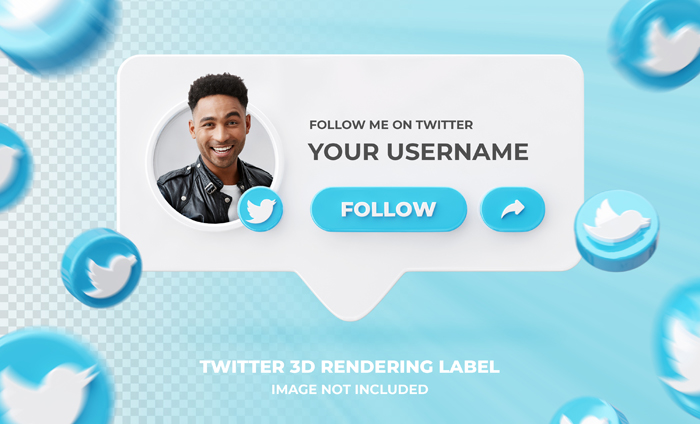 Banner Icon Profile Twitter 3D Rendering Label Template Banner Icon Profile Twitter 3D Rendering Label Template