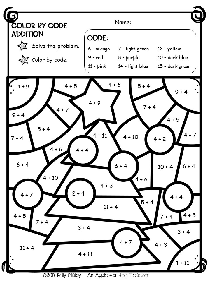 an-apple-for-the-teacher-christmas-color-by-number-worksheets