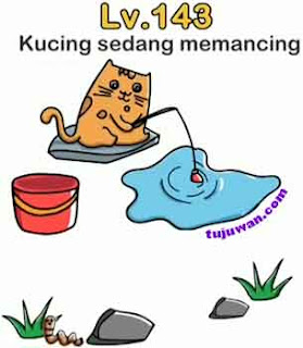 jawaban brain out kucing sedang mancing