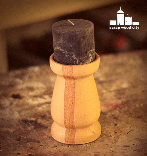 scrap wood city How to make a turned candle holder out of two