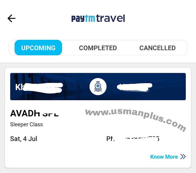 Train ticket in paytm