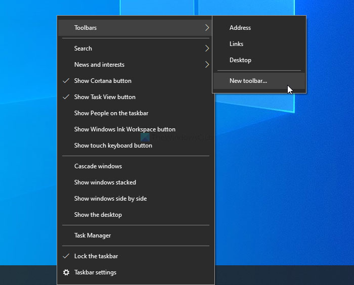 Windows 10 작업 표시줄에 문제 해결사 도구 모음을 추가하는 방법