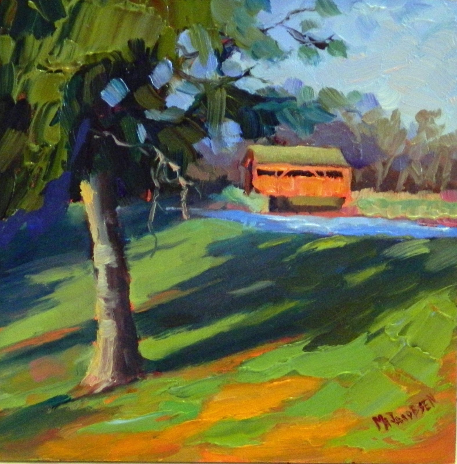 Paint Dance "Indian Summer", 6x6, oil on panel, paintings of covered