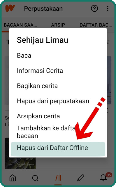 hapus cerita dari daftar offline