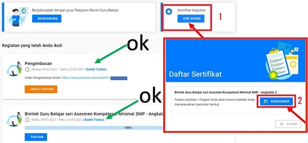 Cara Unduh Sertifikat Bimtek Guru Belajar Seri Akm Sinau Thewe Com