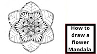 this is a picture of a flower mandala drawn using a fine black pen with simple mandala patterns