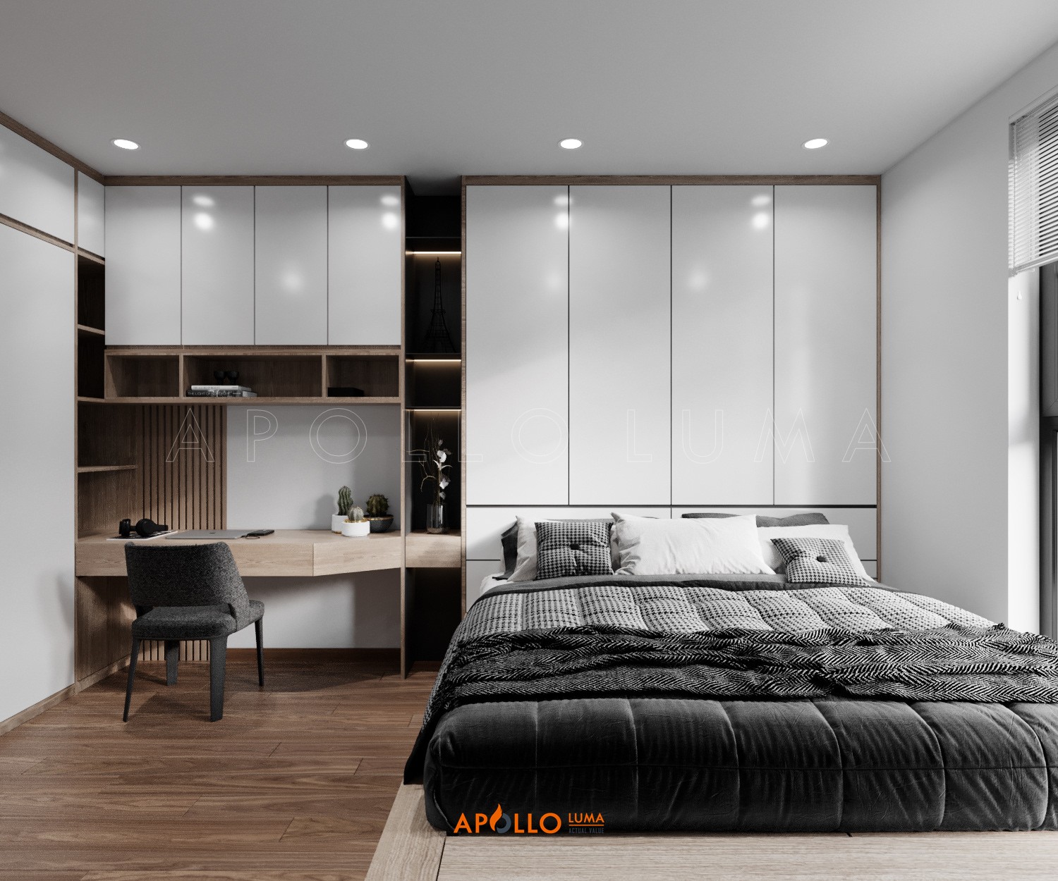 Thiết kế phòng ngủ phong cách hiện đại căn hộ Hinode City