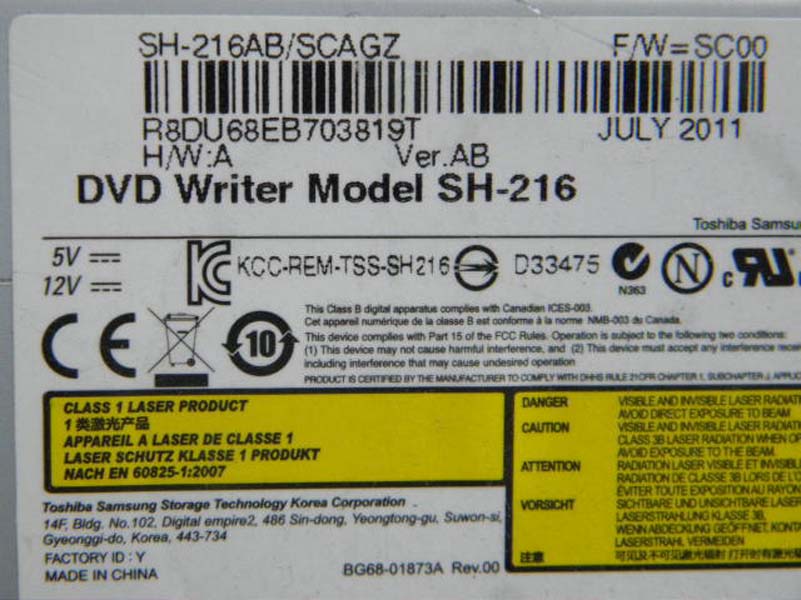 김정훈의 Bing 블로그 입니다. DVD Writer SH216AB/SCAGZ Toshiba SamSung(SH216 AB