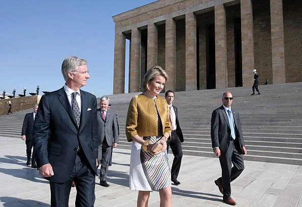 Princess Mathilde and Crown Prince Philippe attend a wreath laying ceremony at Anitkabir, the mausoleum of modern Turkey's founder Ataturk, in Ankara