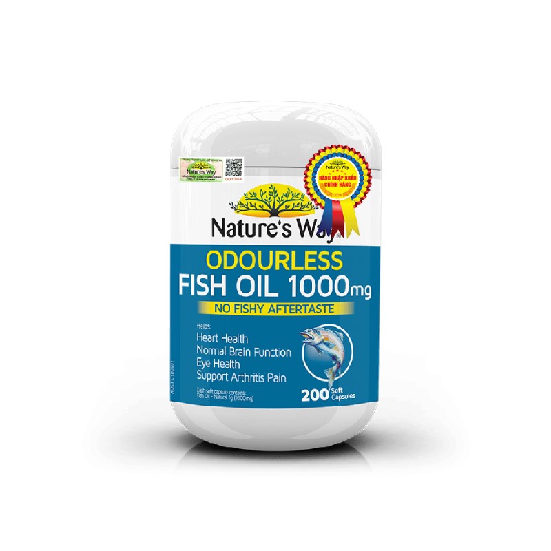 Nature’s Way Dầu cá thiên nhiên không mùi Odourless Fish Oil 1000mg 200 viên.