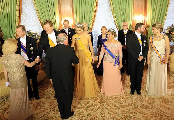 Grand Duke Henri and Grand Duchess Maria Teresa held a state banquet. Princess Stéphanie and Prince Guillaume. Diamond Tiara and earrings