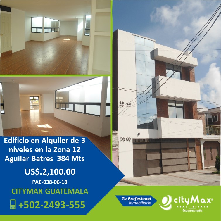 CITYMAX REAL ESTATE GUATEMALA Edificio Independiente en Alquiler Z12