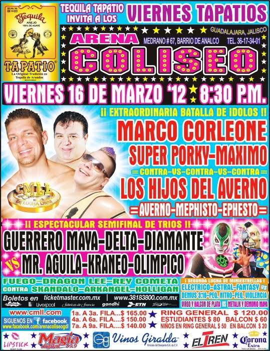 Lucha Libre 16 de Marzo en la Arena Coliseo de Guadalajara