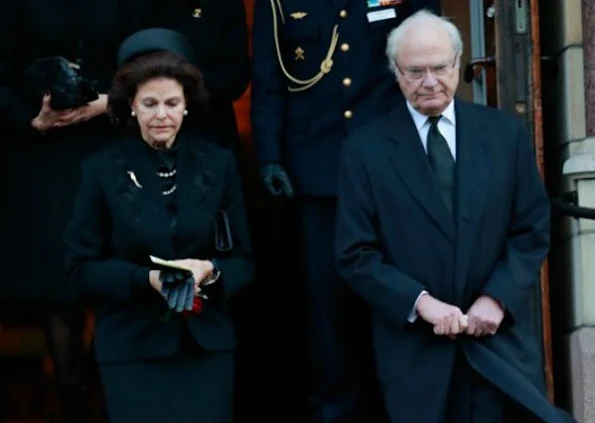 Queen Silvia, Princess Madeleine, Princess Birgitta and Princess Christina attended funeral service for Ulf Dinkelspiel
