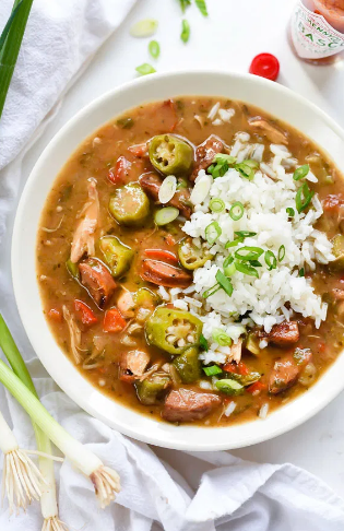 gumbo cajun foodiecrush andouille dinner shrimp accras