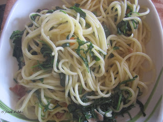 spaghetti rucola e speck