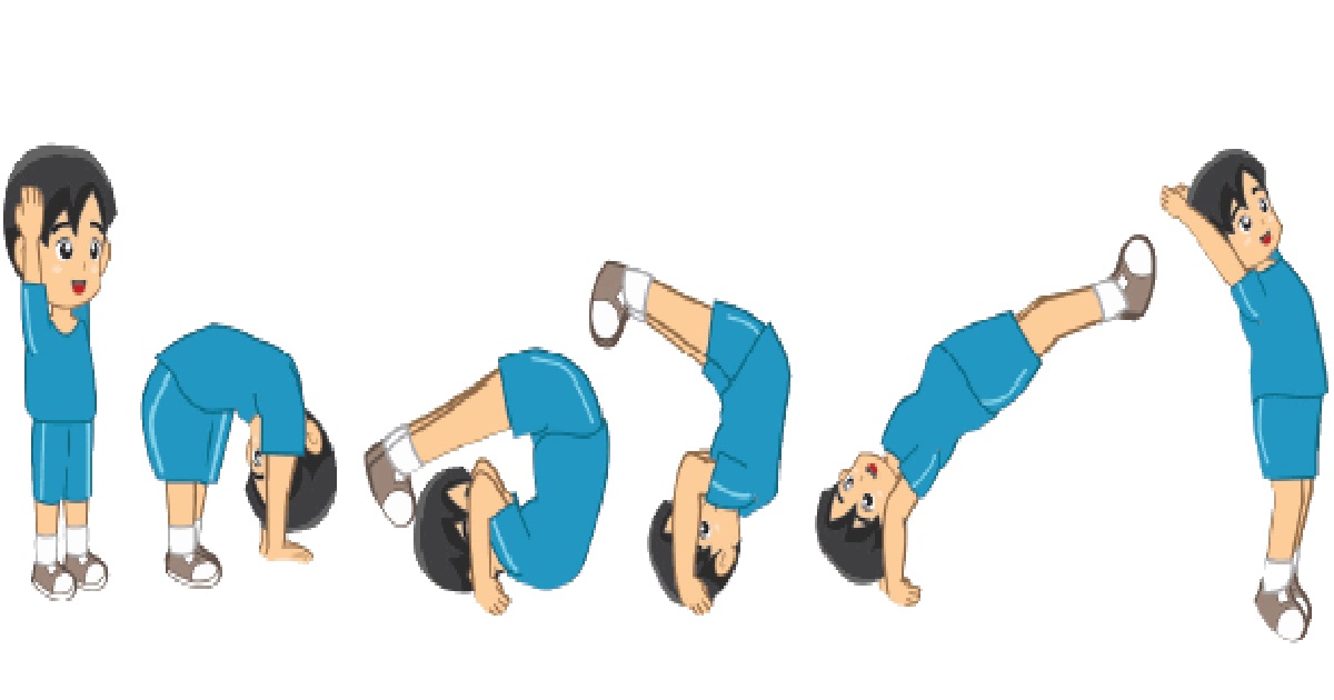 Gaya gerakan senam yang dimana posisi badan berguling ke arah belakang badan melalui bagian belakang