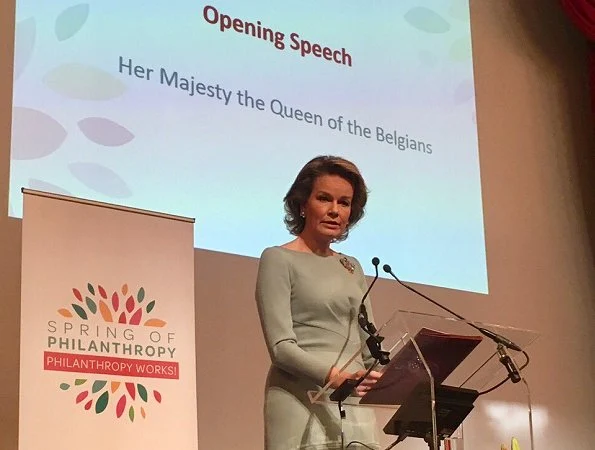 Queen Mathilde attends the opening session of the Spring of Philanthropy at the Concert Noble in Brussels. King Baudouin Foundation