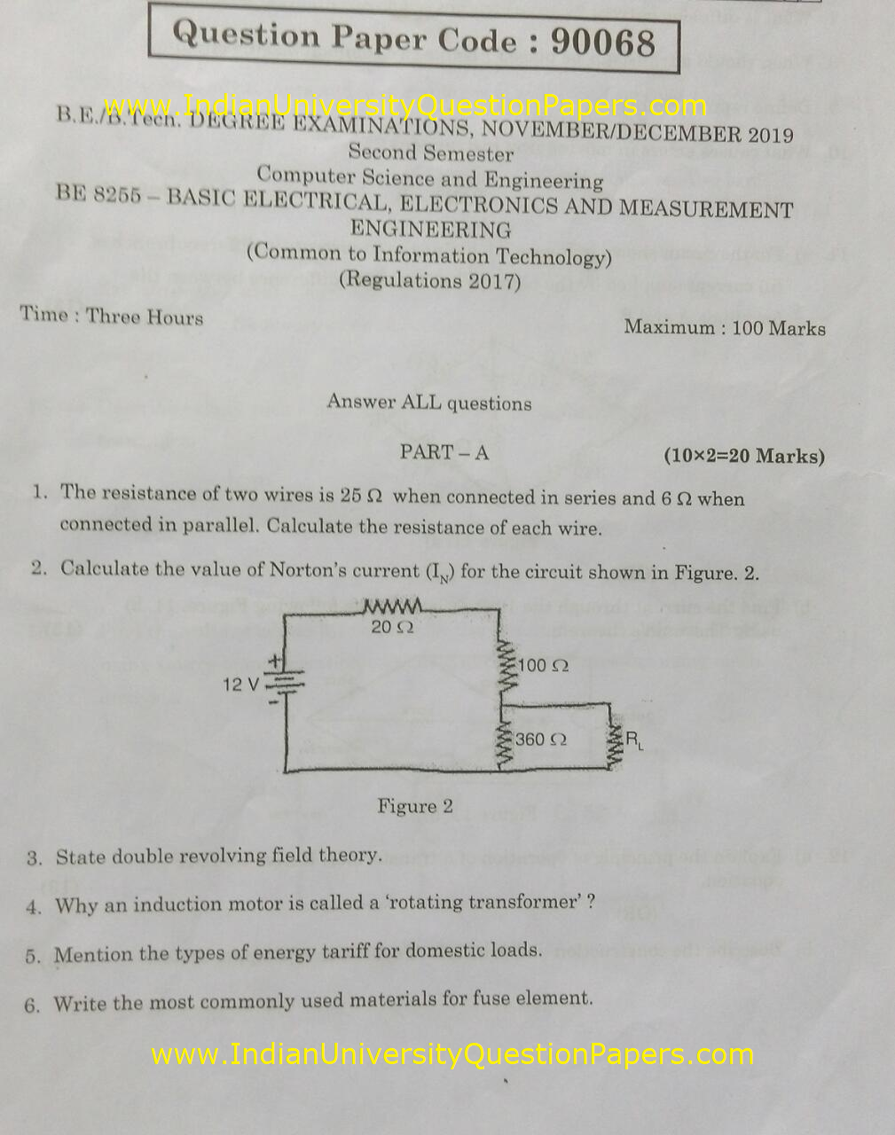 BE8255 Basic Electrical Electronics and Measurement Engineering Nov Dec