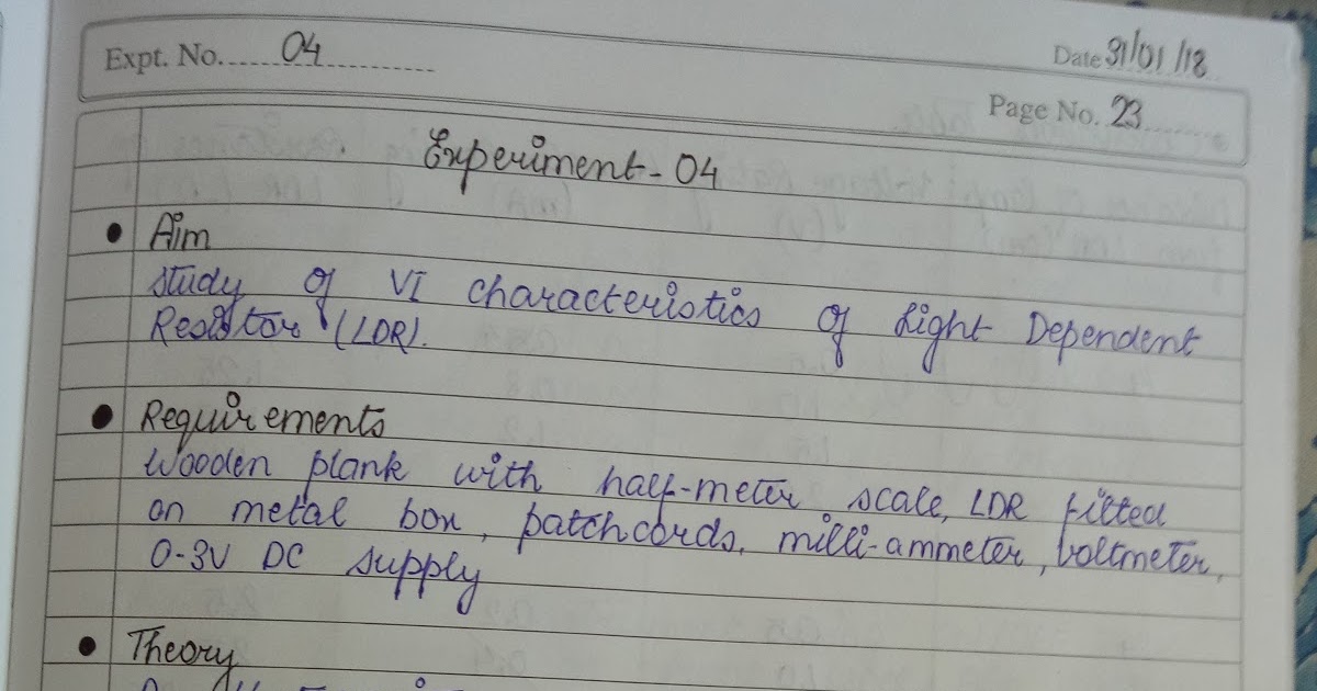 VI Characteristics of Light Dependent Resistor ( LDR )