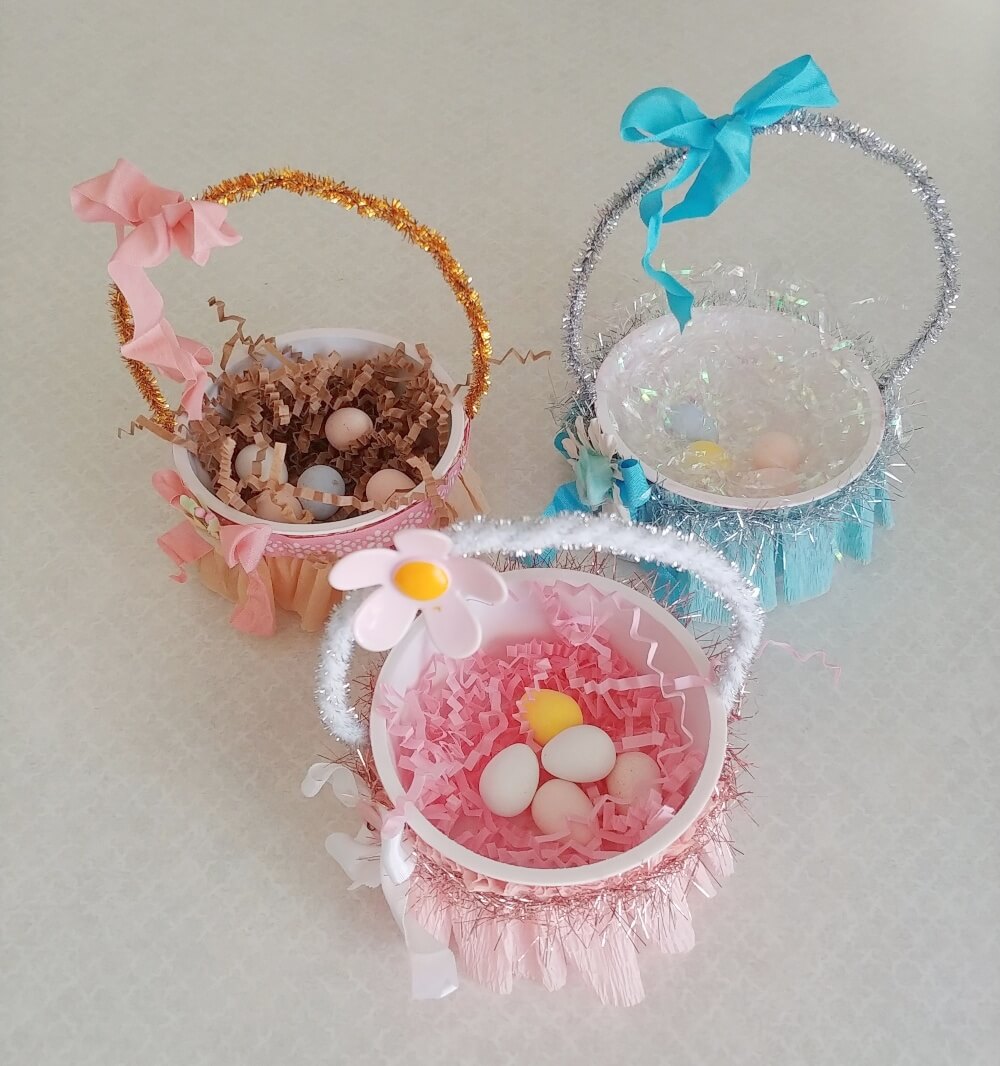 Upcycled Yogurt Container Easter Baskets Little Vintage Cottage