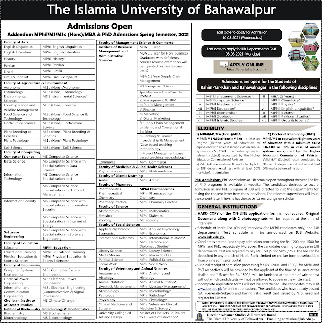 IUB Postgraduate MBA/Phil/MS/MSc(Hons) & PhD Admissions Open Spring-2021 IUB Postgraduate MBA/Phil/MS/MSc(Hons) & PhD Admissions Open Spring-2021