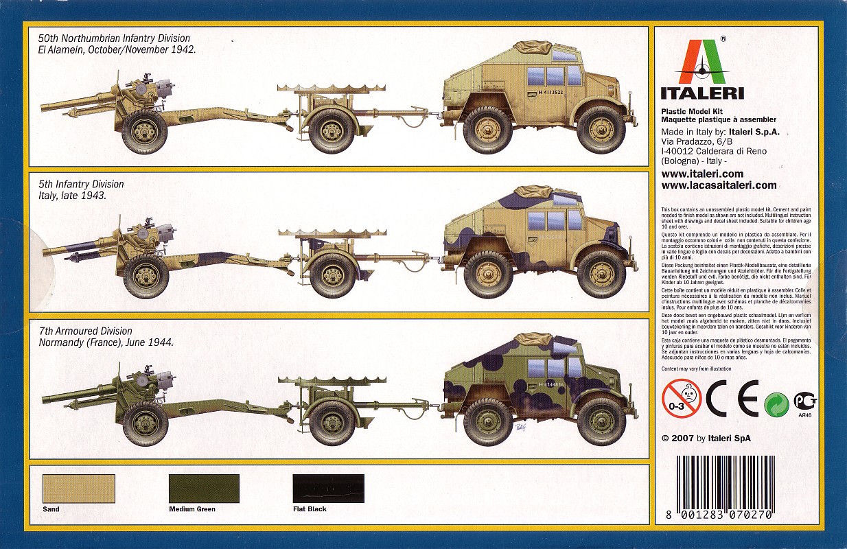 Toy Soldier Chest Italeri Esci MORRIS QUAD TRACTOR with 25 POUNDER GUN nº7027 1/72 model kit