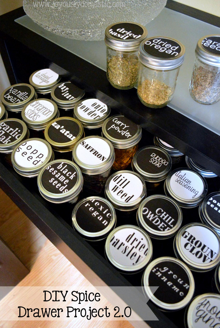 Joyously Domestic: DIY Spice Jar Drawer Project 2.0