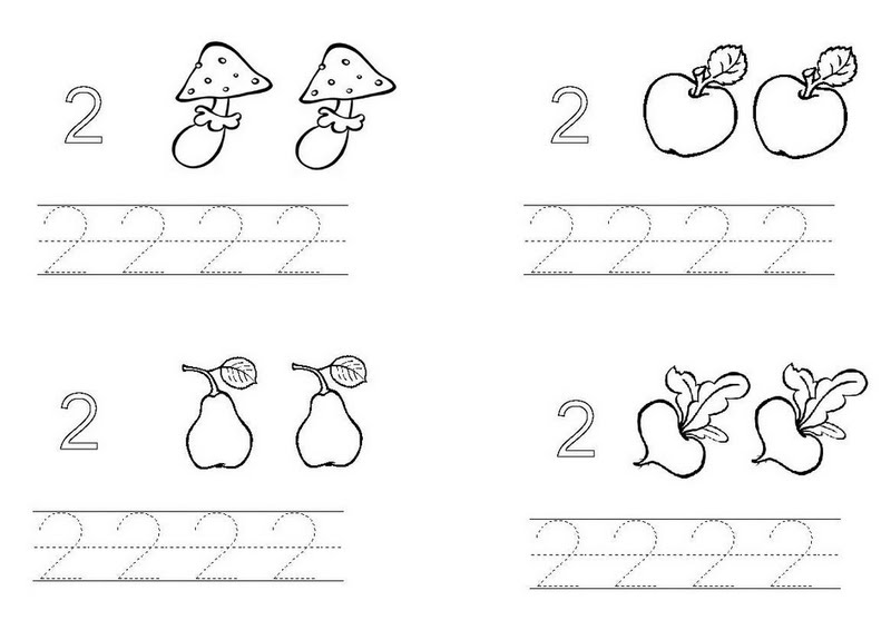 Цифра 2 для дошкольников картинки
