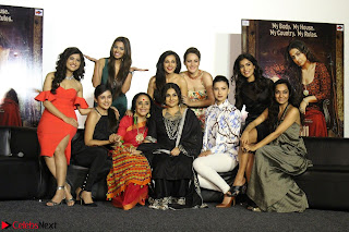 Vidya Balan with Ila Arun Gauhar Khan and other girls and star cast at Trailer launch of move Begum Jaan 007