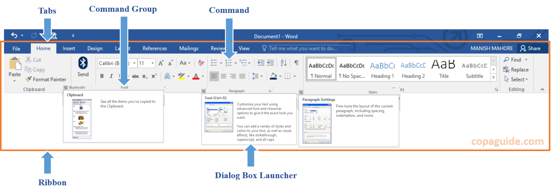 What is Ribbon MSWord Hindi Notes
